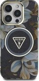 Etui Guess Glitter Flowers Triangle       Buttons MagSafe do iPhone 16 Pro Max czarny