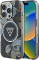 Etui Guess Glitter Flowers Triangle       Buttons MagSafe do iPhone 16 Pro Max czarny