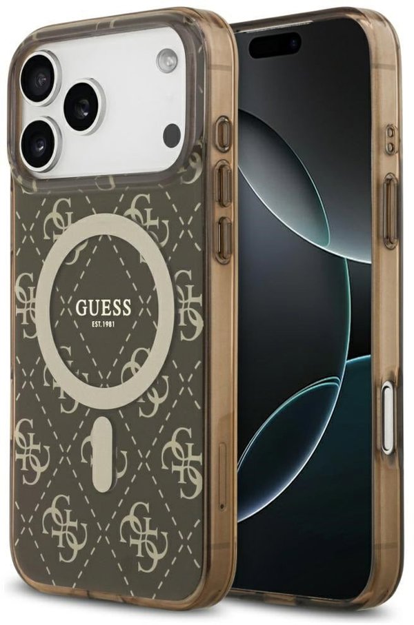 Θήκη Guess IML 4G Background MagSafe για iPhone 17 Pro Max καφέ