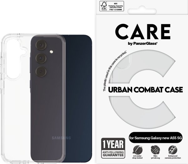 Etui CARE by PanzerGlass Flagship Case Transparent Urban Combat Clear Frame Samsung A56 5G