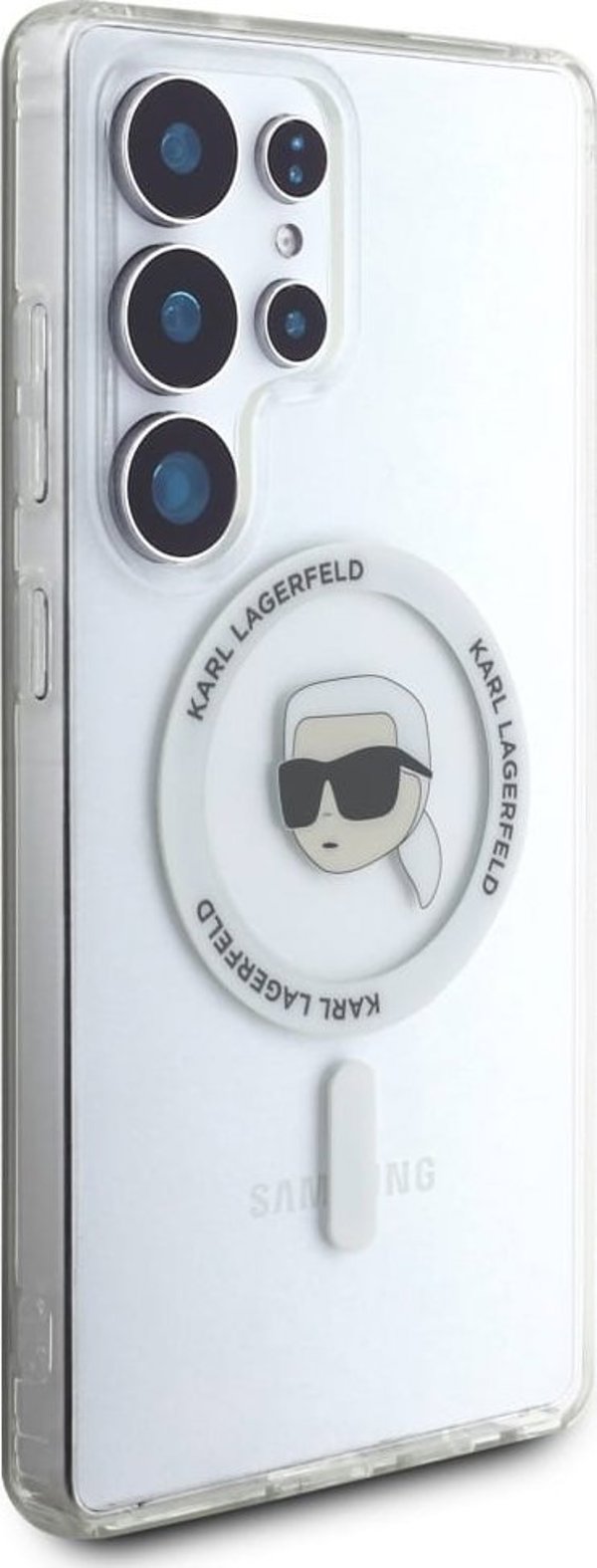 Θήκη Karl Lagerfeld Button Karl Head Printed Logo MagSafe Samsung Galaxy S25 Ultra λευκό