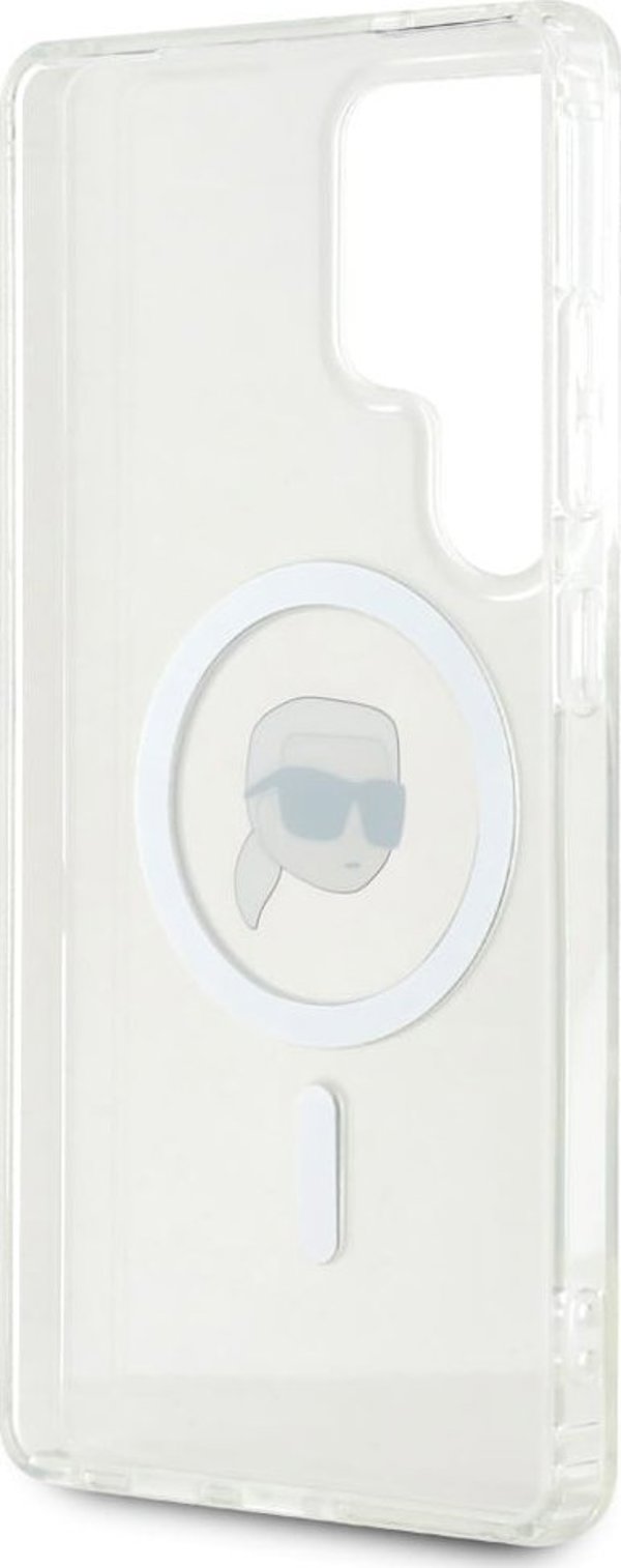 Θήκη Karl Lagerfeld Button Karl Head Printed Logo MagSafe Samsung Galaxy S25 Ultra λευκό