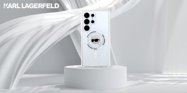 Θήκη Karl Lagerfeld Button Karl Head Printed Logo MagSafe Samsung Galaxy S25 Ultra λευκό