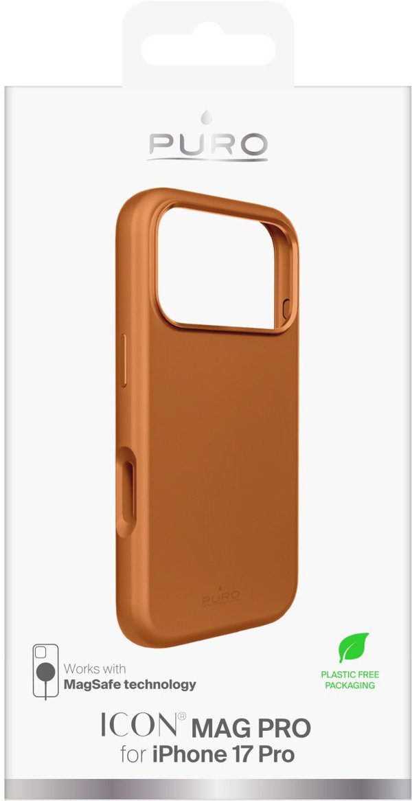 Θήκη σιλικόνης Puro Icon Mag Pro Liquid Silicone για iPhone 17 Pro συμβατή με MagSafe, με προστασία κάμερας και αλουμινένια κουμπιά - πορτοκαλί