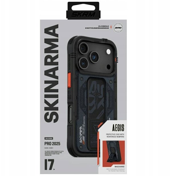 Θήκη SKINARMA Aegis για iPhone 17 Pro Magnetic Charging + Grip Stand μπλε