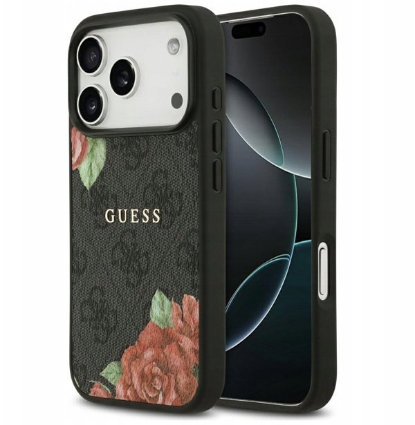 Θήκη Guess 4G Flowers Print MagSafe για iPhone 17 Pro Max μαύρο
