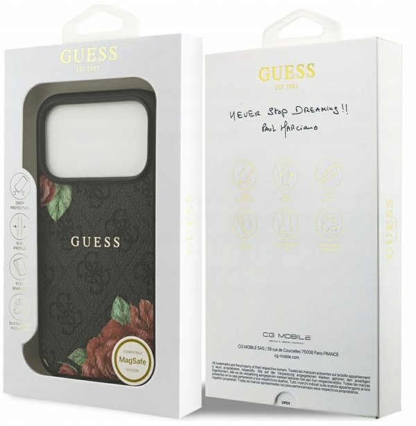 Θήκη Guess 4G Flowers Print MagSafe για iPhone 17 Pro Max μαύρο