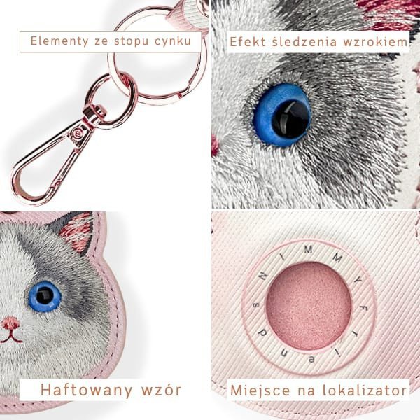 Θήκη για εντοπιστή / μπρελόκ Nimmy Big Eyed Pet 2.0 Cat ροζ