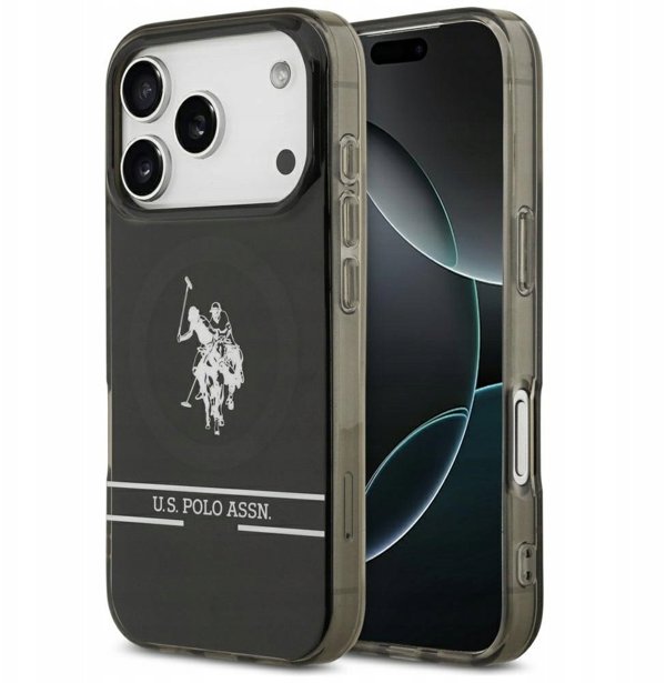 Θήκη US Polo DH and Bottom Stripe Logo MagSafe για iPhone 17 Pro μαύρο