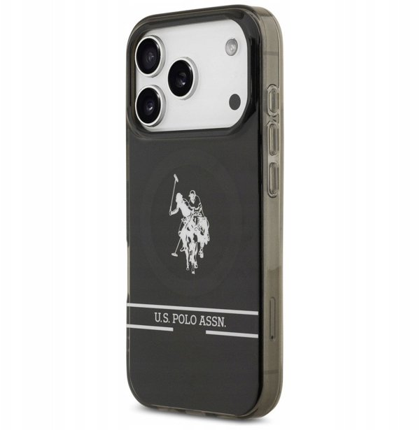 Θήκη US Polo DH and Bottom Stripe Logo MagSafe για iPhone 17 Pro μαύρο