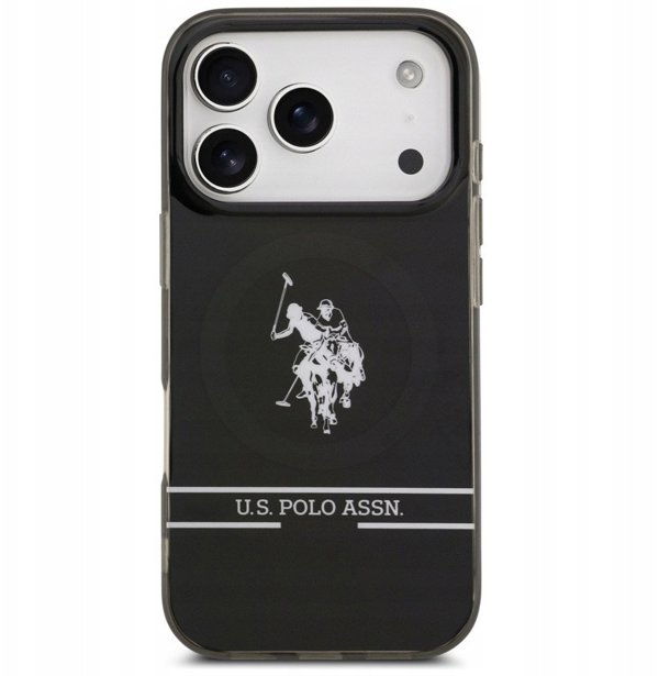 Θήκη US Polo DH and Bottom Stripe Logo MagSafe για iPhone 17 Pro μαύρο