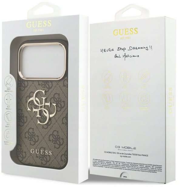 Etui Guess 4G Big 4G Classic Logo για iPhone 17 Pro Max καφέ χρυσό