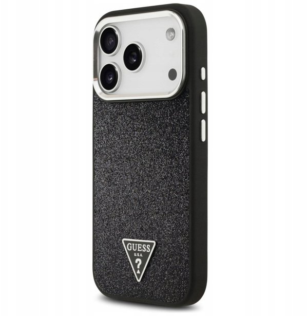 Θήκη Guess Glitter Triangle Logo MagSafe για iPhone 17 Pro μαύρο