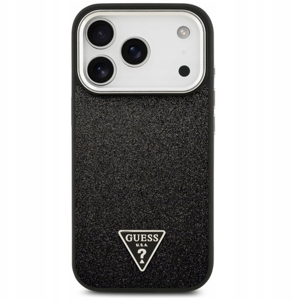 Θήκη Guess Glitter Triangle Logo MagSafe για iPhone 17 Pro μαύρο