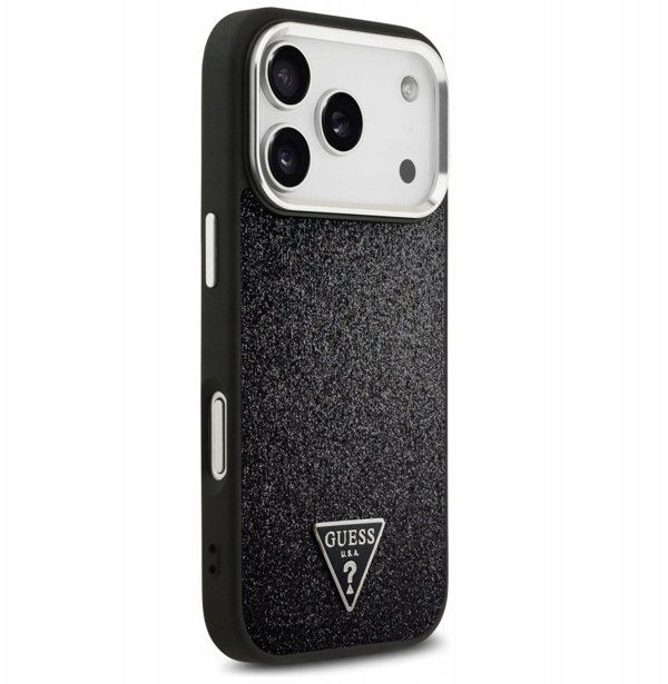 Θήκη Guess Glitter Triangle Logo MagSafe για iPhone 17 Pro μαύρο