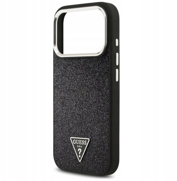 Θήκη Guess Glitter Triangle Logo MagSafe για iPhone 17 Pro μαύρο