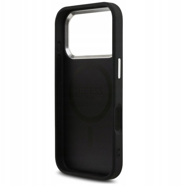 Θήκη Guess Glitter Triangle Logo MagSafe για iPhone 17 Pro μαύρο