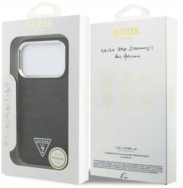 Θήκη Guess Glitter Triangle Logo MagSafe για iPhone 17 Pro μαύρο