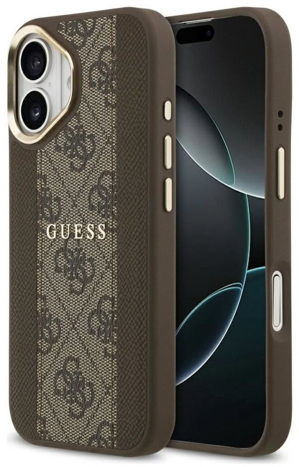 Θήκη Guess 4G Stripe MagSafe για iPhone 17 καφέ