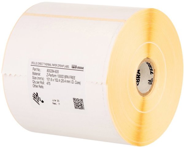 Zebra Θερμικές Ετικέτες 1000T 64x51mm, 3090 Τεμάχια, Μη Επικαλυμμένες, Λευκές, Ισχυρή Κόλλα, Στρογγυλεμένες Γωνίες