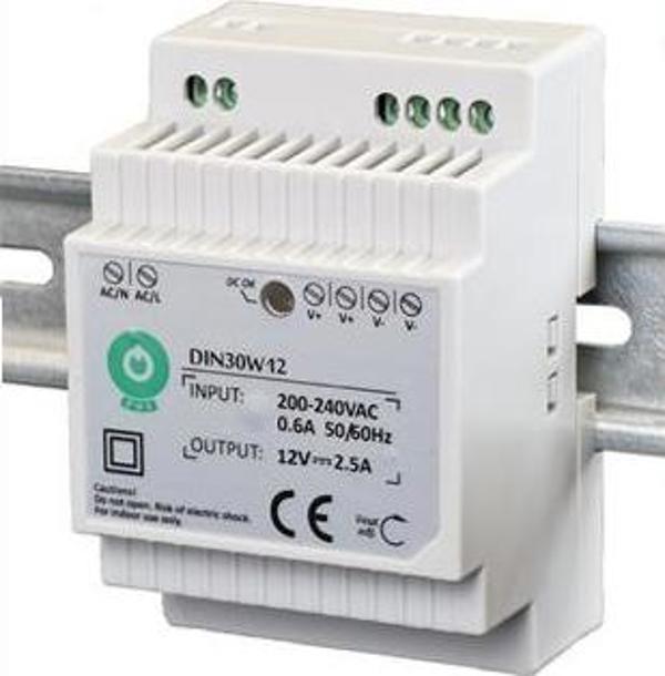 Eura Τροφοδοτικό DIN30W12 30W 12V 2.5A DC για Ηλεκτρικά Συστήματα