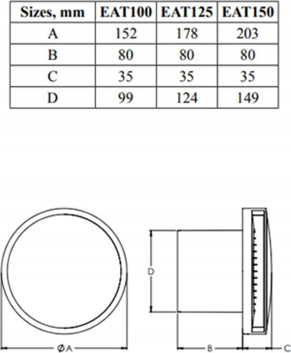 Εξαεριστήρας Europlast EAT125 D125 MM