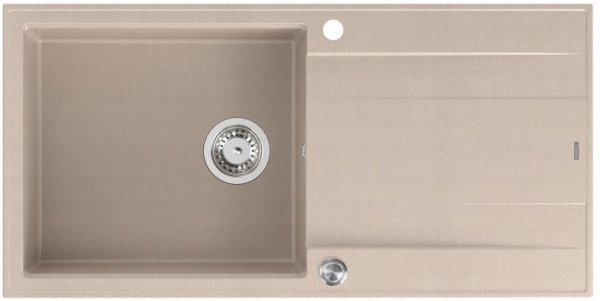 EVAN 146 XL GraniteQ νεροχύτης με σιφόν Push 2 Open 1-θέσιο χωρίς οπή (1000x500x210| θάλαμος 420x480) pearl beige / στοιχεία από ατσάλι