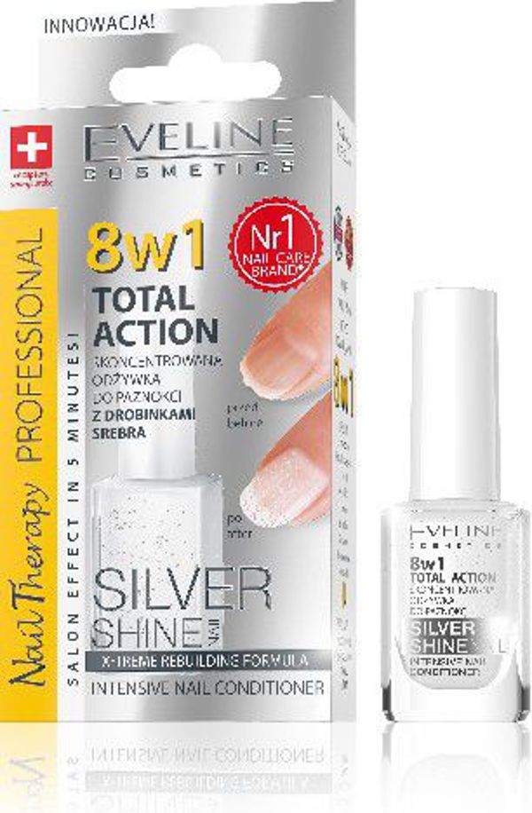 Eveline Nail Therapy Total Therapy 8in1 Silver Shine βερνίκι conditioner 12ml 889821 5901761971873