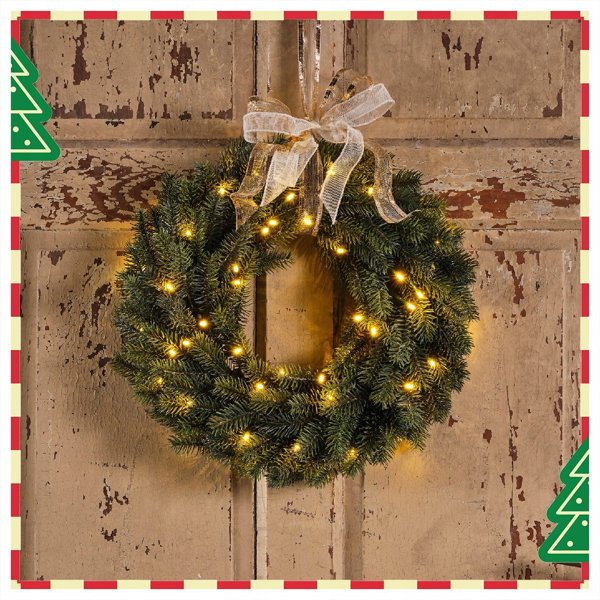Everlands Winnipeg pine wreath with lights, warm white