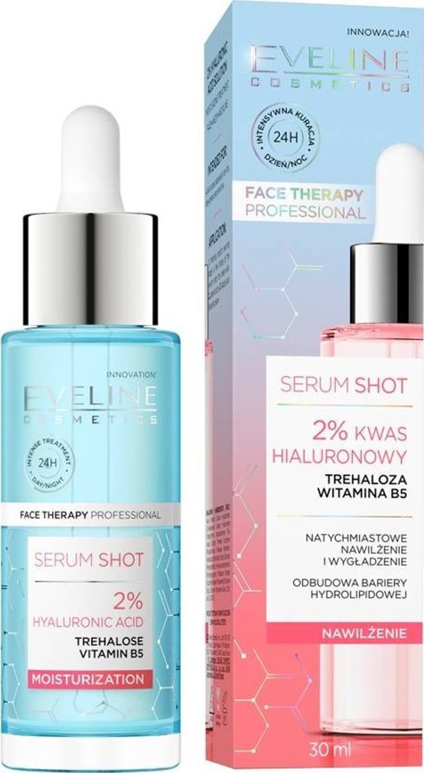 Eveline Cosmetics Serum Shot Ενυδατικός Ορός Προσώπου με 2% Υαλουρονικό Οξύ, 30ml