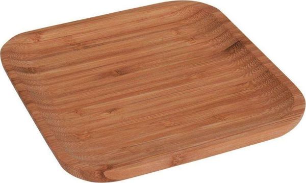 Excellent Houseware Ξύλινο πιάτο BAMBUSOWY τετράγωνος δίσκος πιατέλα 17x17 cm