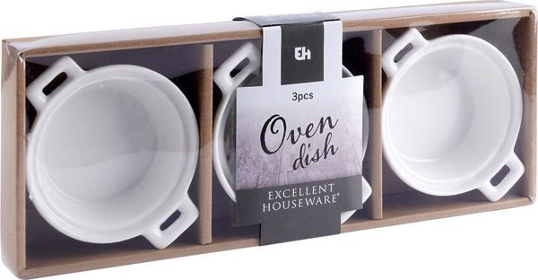 Excellent Houseware Πορσελάνινες Μπολ Για Ψήσιμο 3 Τεμάχια Στρογγυλές Lumarko!