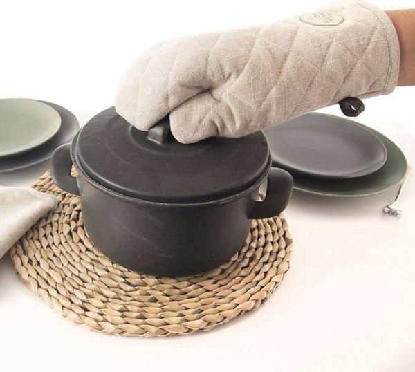 Excellent Houseware Υφασμάτινο Βαμβακερό Προστατευτικό Γάντι Κουζίνας Μπεζ 32x18 cm
