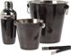 Excellent Houseware Σετ Μπάρμαν 4 Τεμαχίων από Ανοξείδωτο Ατσάλι, Μαύρο, με Shaker, Κουβά Πάγου και Λαβίδες, 21.5x21cm
