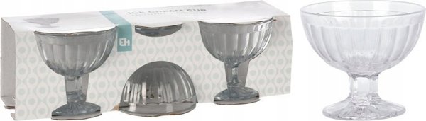 Κύπελλο για παγωτά και επιδόρπια STRIPE Excellent Houseware, 3 τεμάχια x 200 ml
