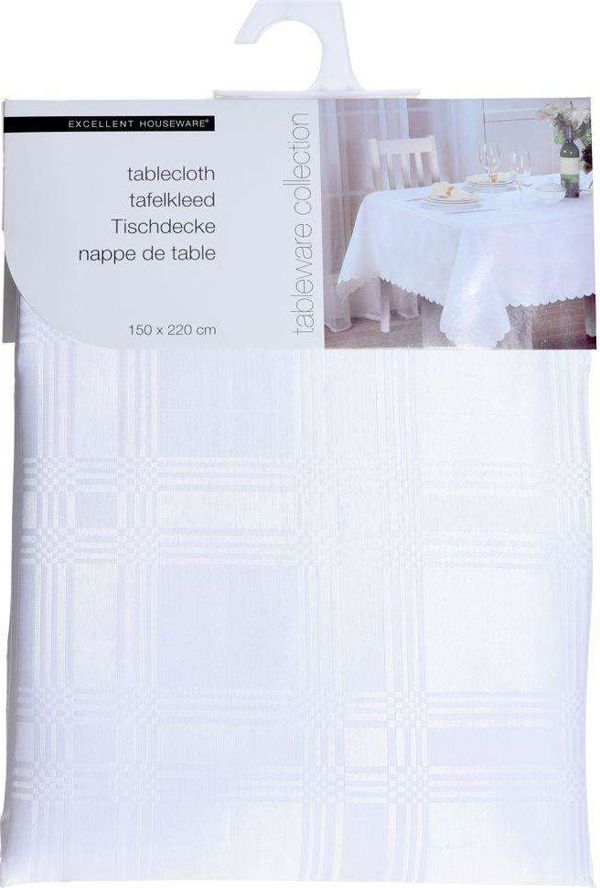 Τραπεζομάντηλο Excellent Houseware αδιάβροχο για τραπέζι λευκό ορθογώνιο 220x150 cm