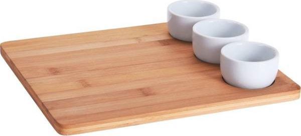 Excellent Houseware Μπαμπού σανίδα με μπολ σετ για σούσι, ορεκτικά, πιάτα