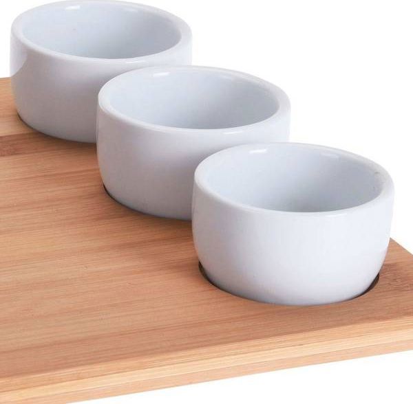 Excellent Houseware Μπαμπού σανίδα με μπολ σετ για σούσι, ορεκτικά, πιάτα