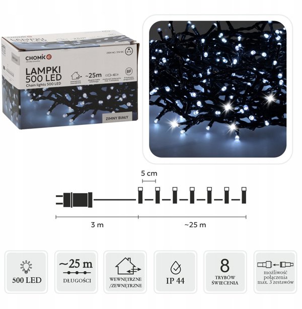 Extralink | Λαμπάκια LED | 500L πολύχρωμα, μήκ. 3 + 25 μ εσωτ/εξωτ