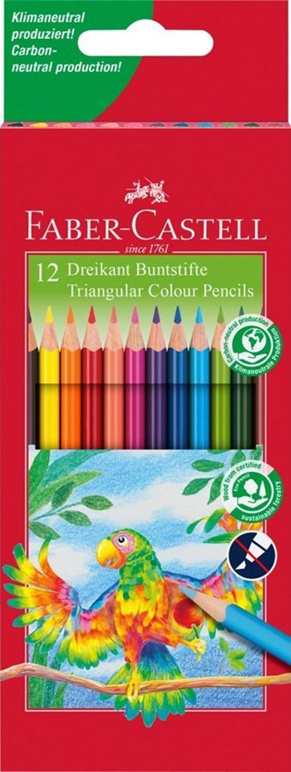 Faber-Castell FABER-CASTELL Μολύβι χρωματιστό τριγωνικό 12 τεμάχια σε χάρτινη θήκη