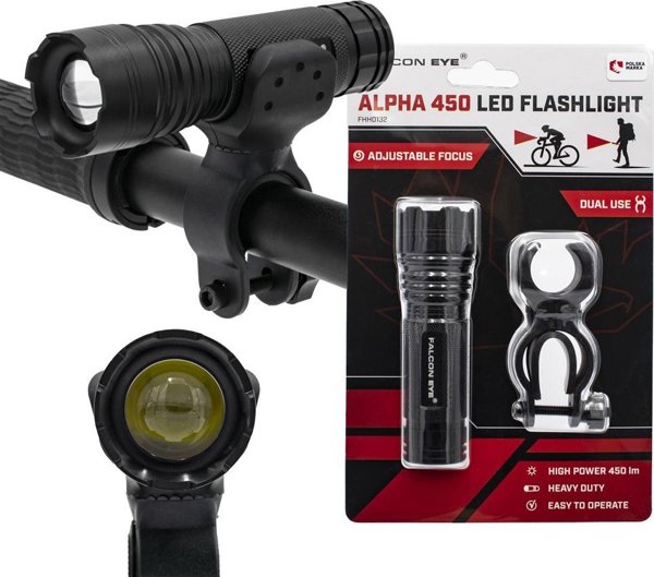 Falcon Eye Φακός χειρός Falcon Eye Alpha, 450 lm, βάση για τιμόνι, επαναφορτιζόμενος με εστίαση