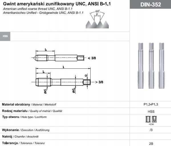 Fanar GWINTOWNIK UNC  5/8-11 DIN-352/3 (2B) HSS