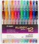 FANDY Στυλό Gel Rubby Glitter, Σετ 12 Τεμάχια, 0.7mm, με Λαστιχένια Λαβή, Πολύχρωμα