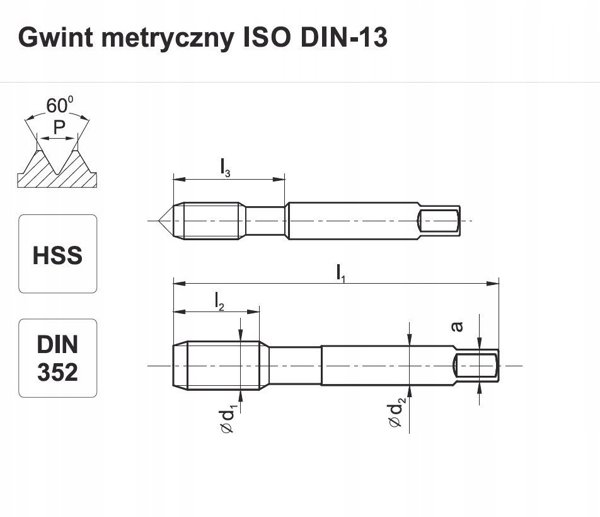 Fanar GWINTOWNIK M 4 NGMM/2 DIN-352//2 LH (6H) HSS - A1-260001-0040