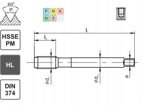 Fanar ΚΟΠΤΙΚΟ ΣΠΕΙΡΩΜΑΤΟΣ M12x1,25 DIN-374C R45 (6H) HSSE-PM HL MASTERTAP