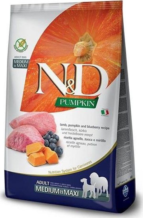 Farmina N&D Pumpkin Dog Adult Medium & Maxi Lamb & Blueberry Ξηρά Τροφή Σκύλου 12kg