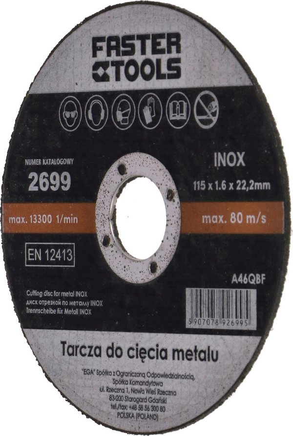 Faster Tools FASTER TOOLS Δίσκος κοπής μετάλλου INOX 125 x 1,0 one size