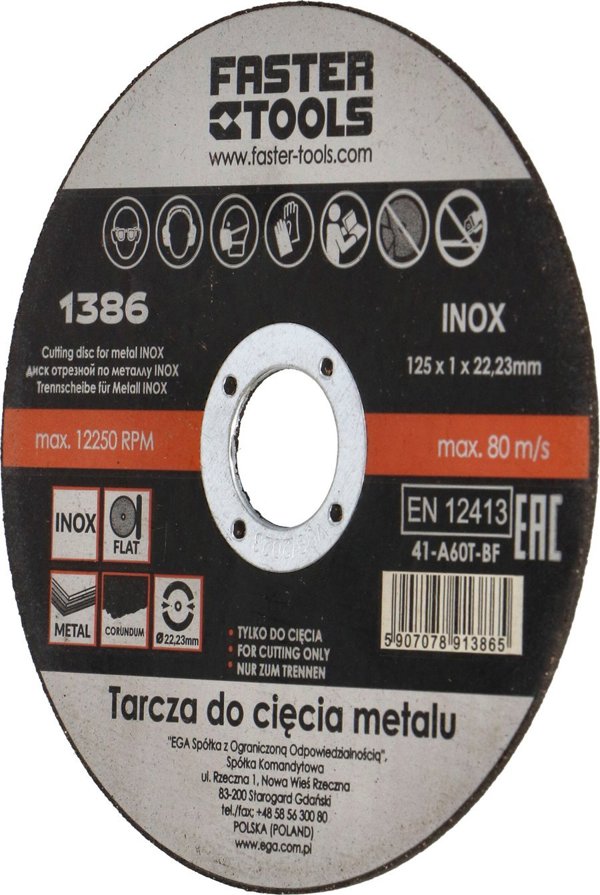 Faster Tools FASTER TOOLS Δίσκος κοπής μετάλλου INOX 125 x 1,0 one size