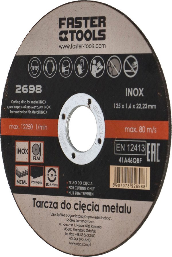 Faster Tools FASTER TOOLS Δίσκος κοπής μετάλλου INOX 125 x 1,0 one size