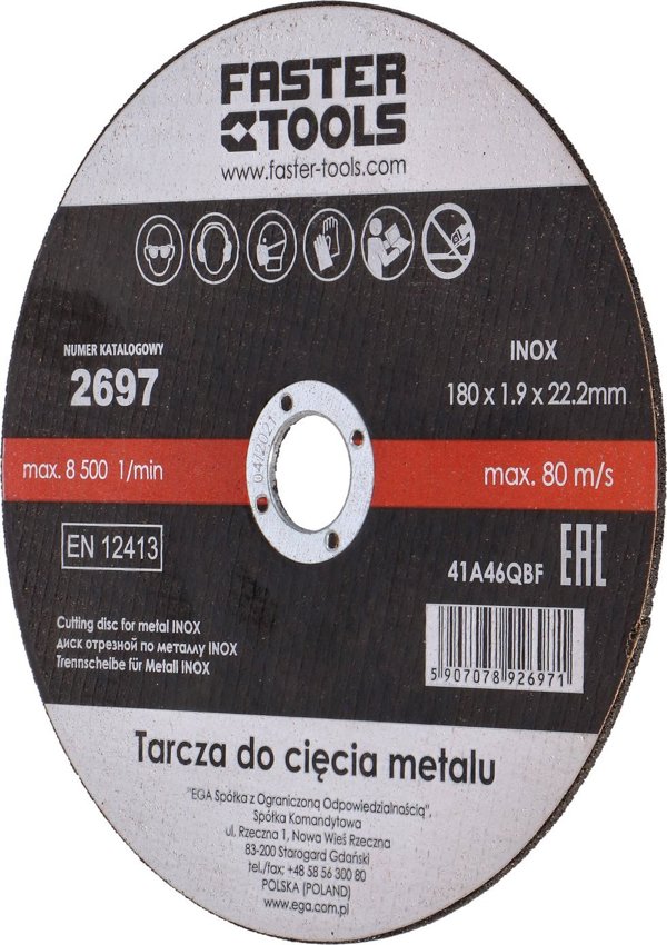 Faster Tools FASTER TOOLS Δίσκος κοπής μετάλλου INOX 125 x 1,0 one size